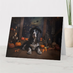 Carte English Cocker Spaniel Citrouilles Halloween Épouv