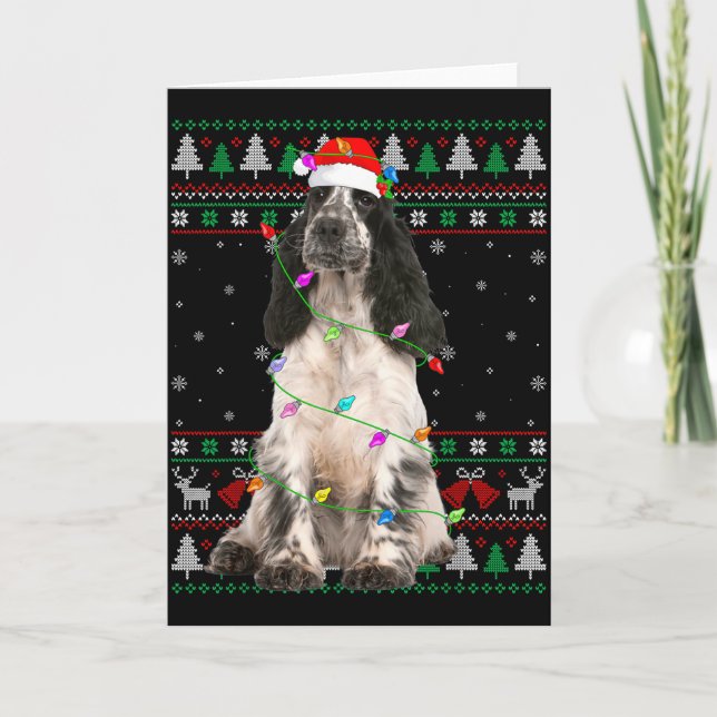 Carte English Springer Spaniel Dog Christmas Ugly Sweate (Devant)