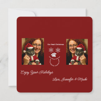 Carte Enjoy Your Holidays, Christmas Cat And Owner Photo