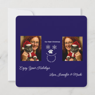 Carte Enjoy Your Holidays, Christmas Cat And Owner Photo