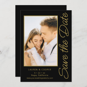 Carte Enregistrer La Date Black Gold Style Mariage moder