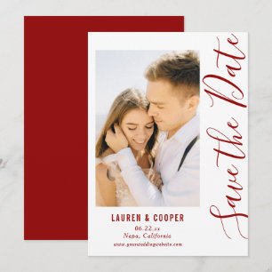 Carte Enregistrer La Date Dark Red Style Mariage moderne
