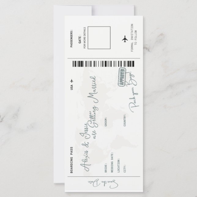 Carte Enregistrer la date de mariage de destination (Devant)