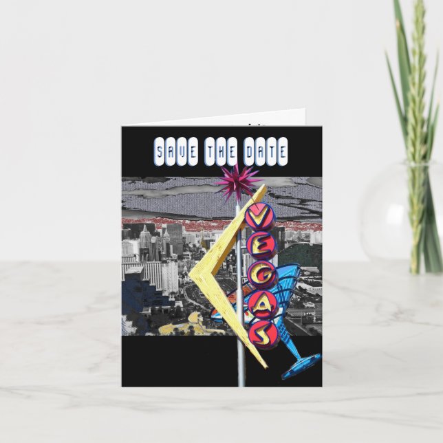 Carte Enregistrer la date Las Vegas mariage moderne (Devant)