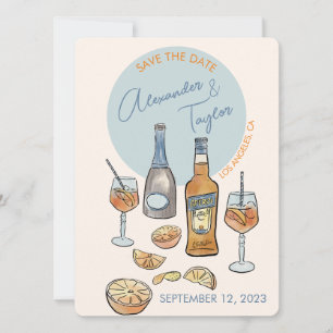 Carte Enregistrer la date Mariage Italien spritz Orange