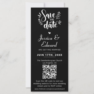 Carte Enregistrer La Date PhotoBooth Qr Code Black White