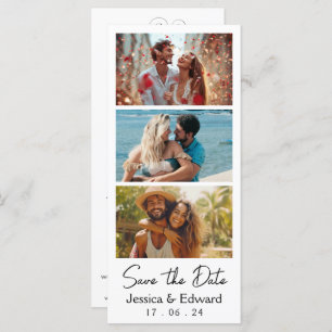 Carte Enregistrer La Date PhotoBooth Qr Code Black White