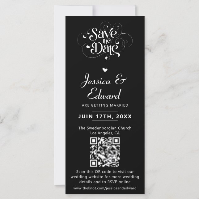 Carte Enregistrer La Date PhotoBooth Qr Code Black White (Dos)