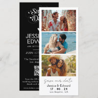 Enregistrer La Date PhotoBooth Qr Code Black White