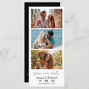 Carte Enregistrer La Date PhotoBooth Qr Code Black White