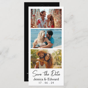 Carte Enregistrer La Date PhotoBooth Qr Code Black White