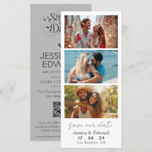 Carte Enregistrer La Date PhotoBooth Qr Code Light Grey