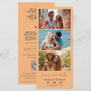 Carte Enregistrer La Date PhotoBooth Qr Code Light Orang