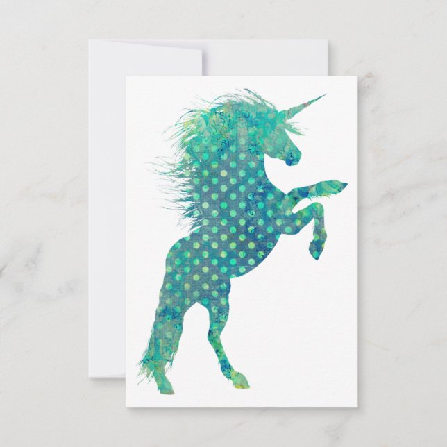 Carte Enregistrer La Date Polka Dot Blue Unicorn (Devant)