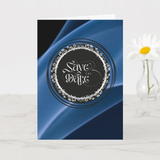 Carte Enregistrer La Date (Proverbes 18:22) Bleu/Noir/Ar (Petite plante)