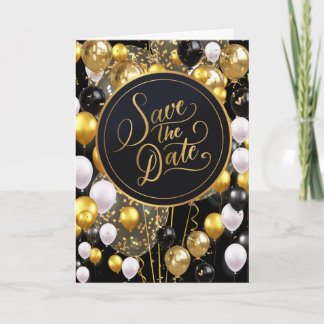 Carte Enregistrer La Date (Proverbes 18:22) Noir/Or/Blan