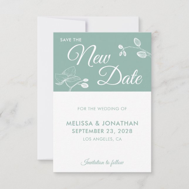 Carte Enregistrer la nouvelle date mariage report floral (Devant)