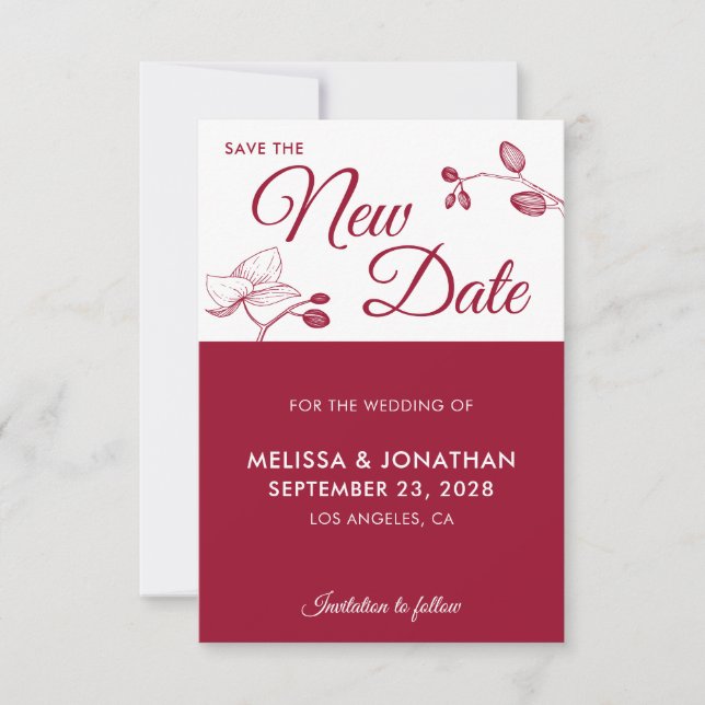 Carte Enregistrer la nouvelle date mariage report floral (Devant)