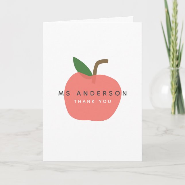 Carte Enseignant Apple | Nom moderne Merci migre Amusant (Devant)