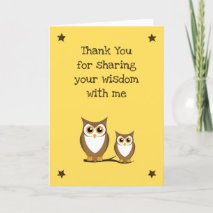 Carte Enseignant élémentaire (de l'étudiant) Owl Merci