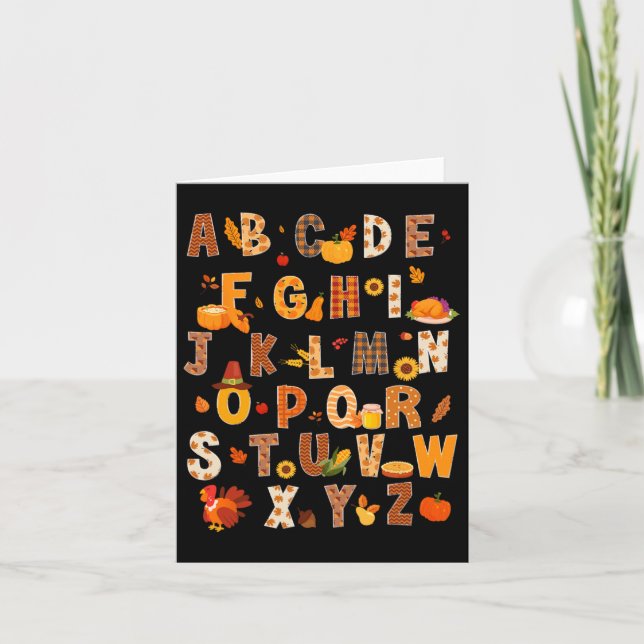 Carte Enseignant Enfants Alphabet Turquie Citrouille Aut (Devant)