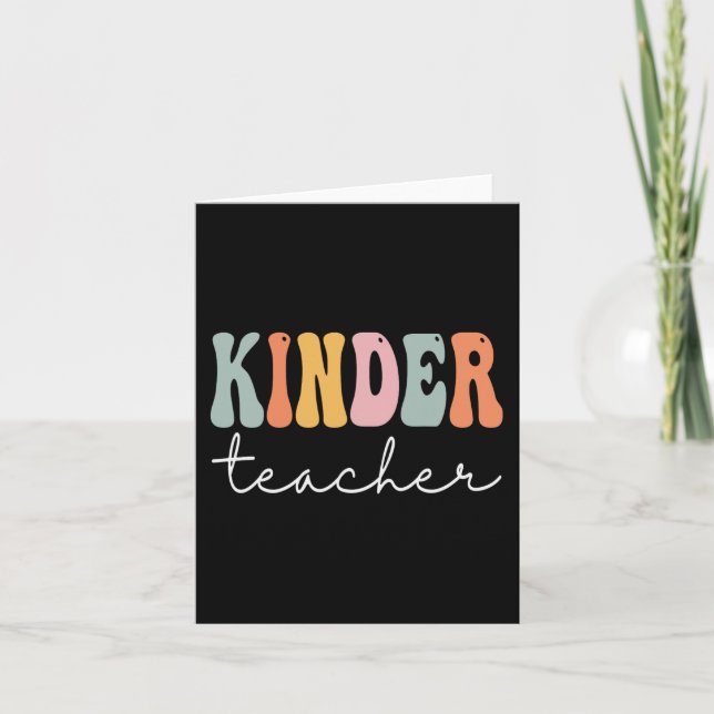 Carte Enseignant Kinder Retro Femmes Super Joyeux Premie (Devant)