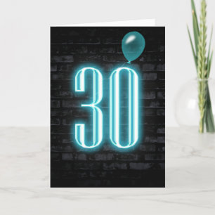 Carte Enseigne au néon pour 30e anniversaire sur brique 