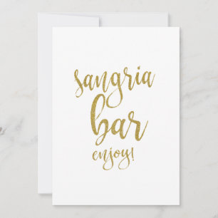 Carte Enseigne de mariage pas chère Sangria Bar Gold Gli