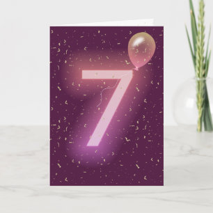 Carte Enseigne néon et ballon pour 7ème anniversaire