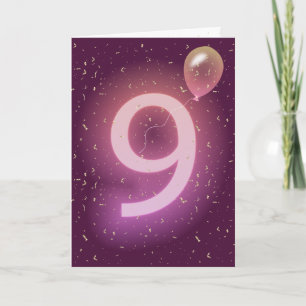 Carte Enseigne néon et ballon pour 9ème anniversaire
