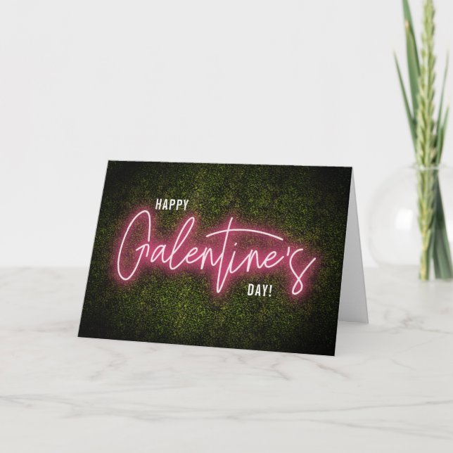 Carte Enseigne néon Galentine pour la Saint-Valentin (Devant)