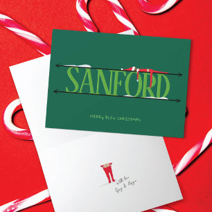 Carte Enseigne nominative Elf Shenanigans pliée vert cha