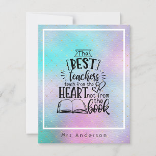 Carte ENSEIGNER DU COEUR Pas UN LIVRE ENSEIGNANTS Nommés