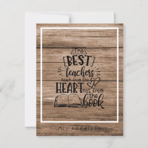 Carte ENSEIGNER DU COEUR Pas UN LIVRE ENSEIGNANTS Nommés