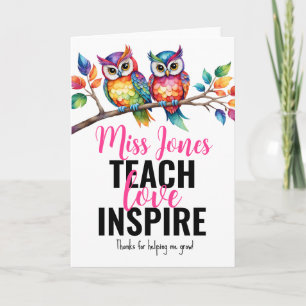 Carte Enseigner l'amour inspirer hibou merci de m'avoir