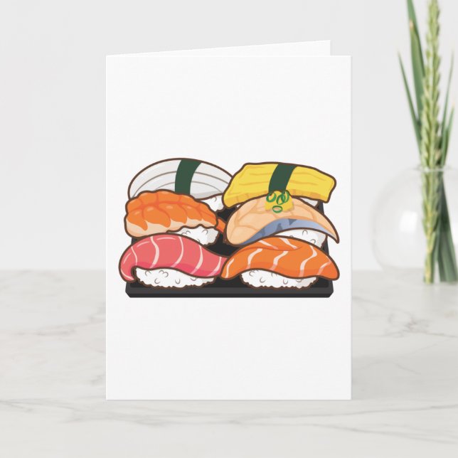 Carte Ensemble de sushis Kawaii - crevettes à l'oeuf de  (Devant)