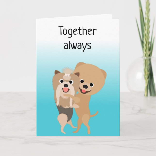 Carte Ensemble toujours mignon amour chien Anniversaire (Devant)