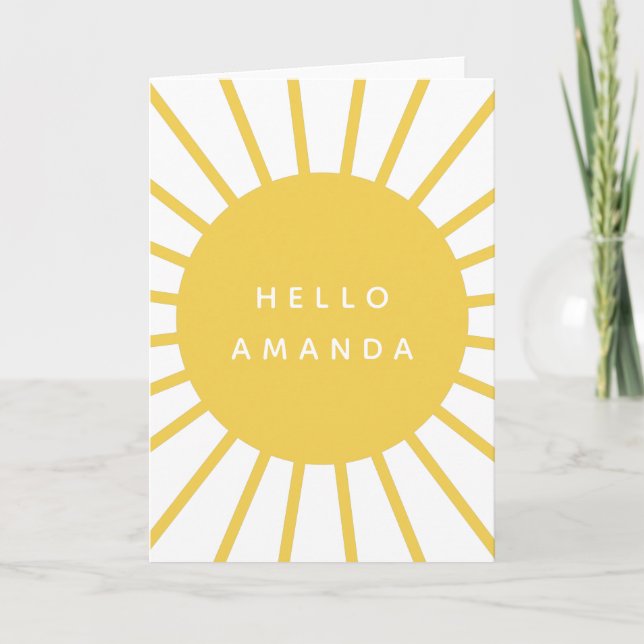 Carte Ensoleillement | Nom Hello Modern Scandi Mustard S (Devant)