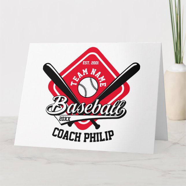 Carte Entraîneur de baseball fin de saison cadeau joueur (Devant)