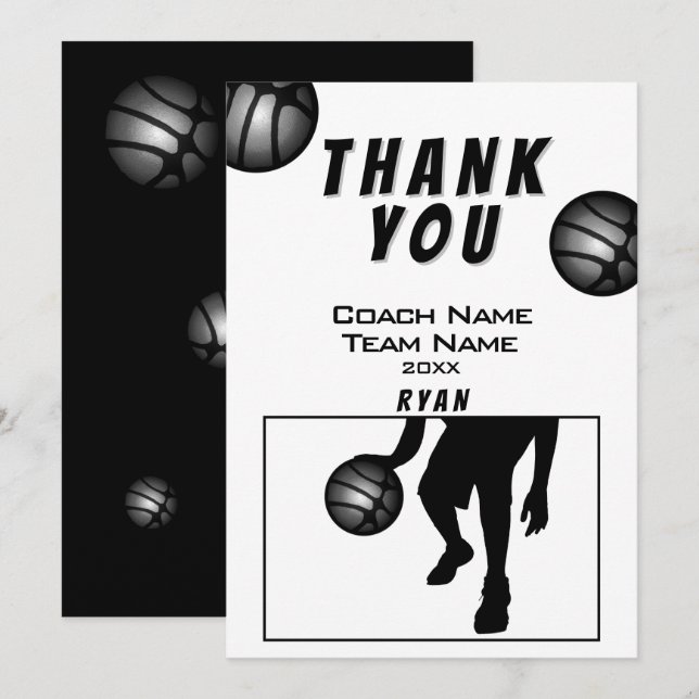 Carte entraîneur de Merci de basket-ball en argent (Devant / Derrière)