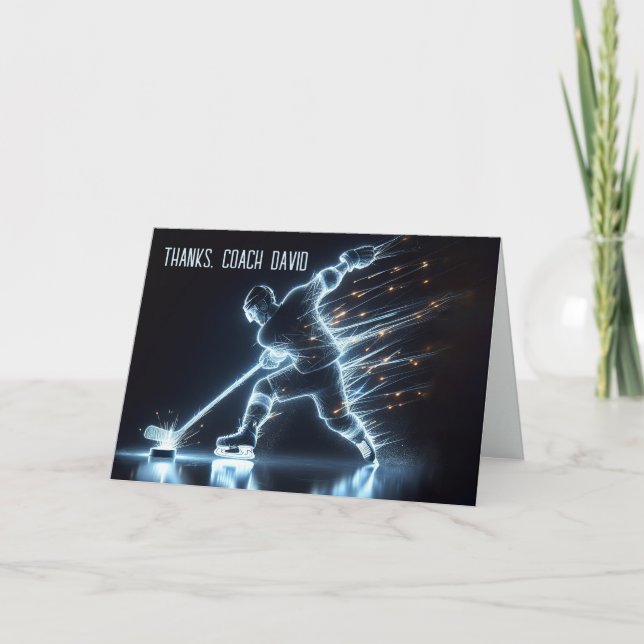 Carte Entraîneur du joueur de hockey Neon Merci (Devant)
