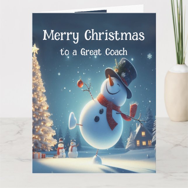 Carte Entraîneur Happy Snowman Hot Chocolate Noël (Devant)