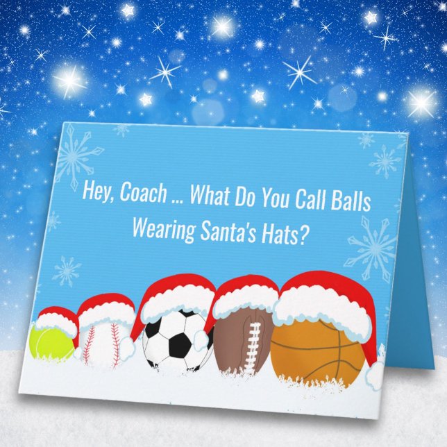 Carte Entraîneur Noël Sports Balls à Père Noël Casquette (Créateur téléchargé)