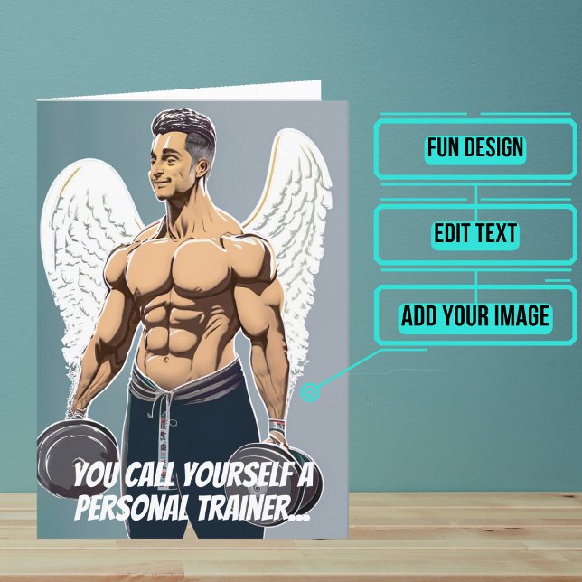Carte Entraîneur personnel ou entraîneur salle de gym An (This fun card is specifically for the male personal trainer friend or family member in your life.)