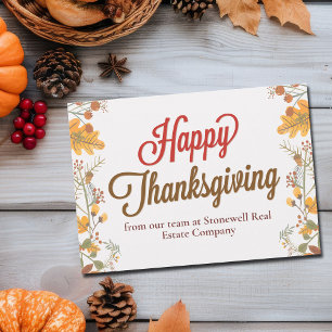 Carte Entreprise Chic de Thanksgiving Feuilles d'automne