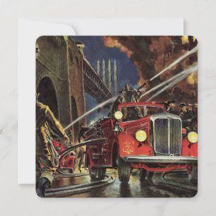 Carte Entreprise Vintage, Pompiers Véhicules de Pompiers