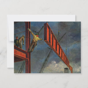 Carte Entreprise Vintage, Travailleurs sur la constructi