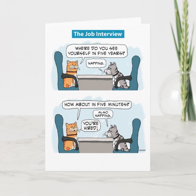 Carte Entrevue d'emploi de chats sympa et amusant Annive (Devant)