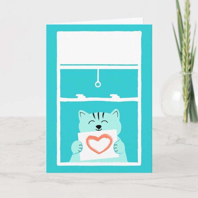 Carte Envoi d'un chat d'amour dans une fenêtre avec un s (Devant)
