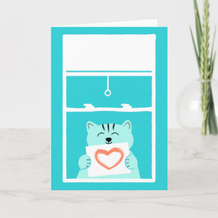 Carte Envoi d'un chat d'amour dans une fenêtre avec un s